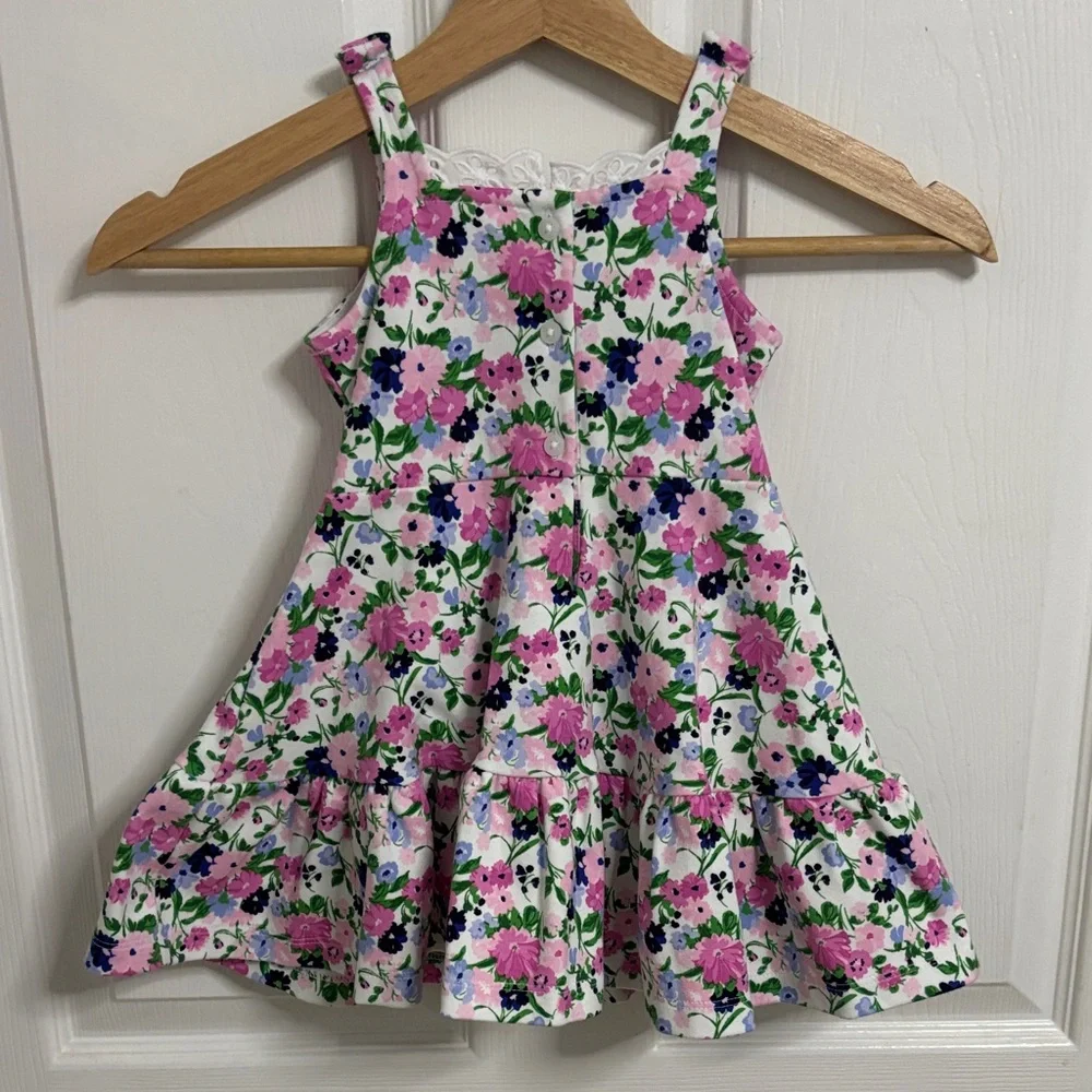 Janie and Jack Pink Floral Tiered Sundress with Lace Trim New 18-24 Months